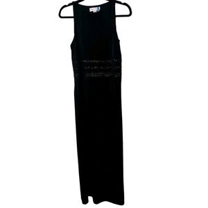 Vintage Black Beaded Maxi Gown – Casual Corner Size Small | Formal Black Tie